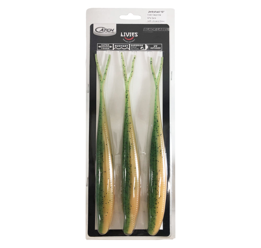 Catch Livies 10&quot; Jerkshad Soft Plastic Lures Caipirinha