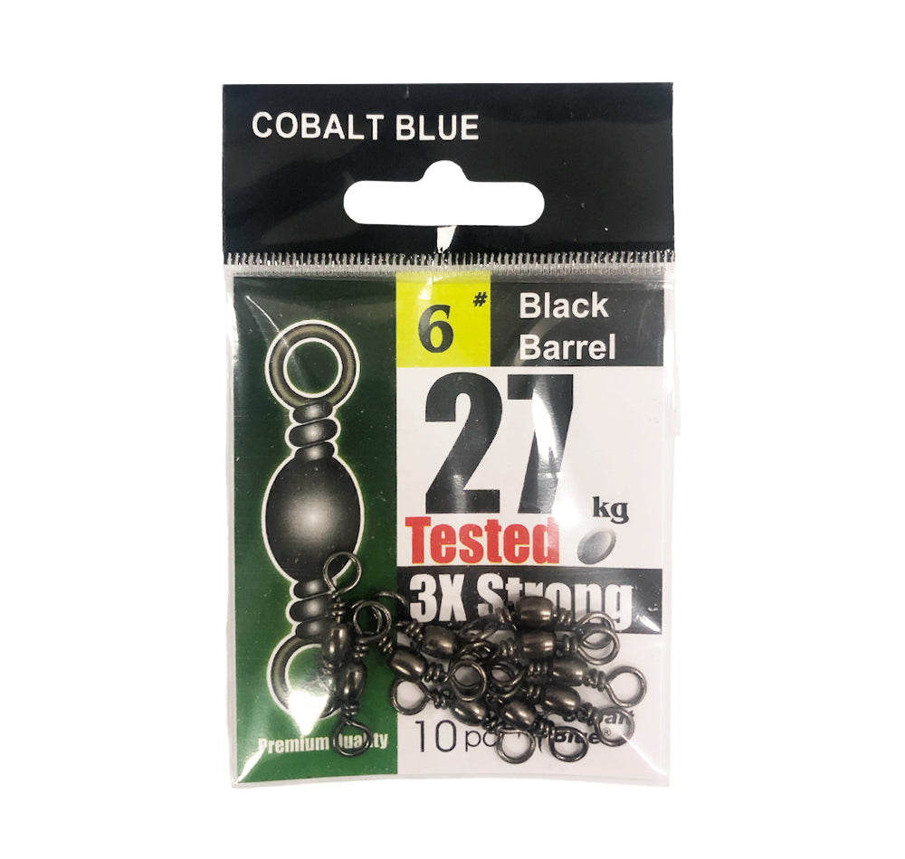 Cobalt Blue Black Barrel Swivel Size 6