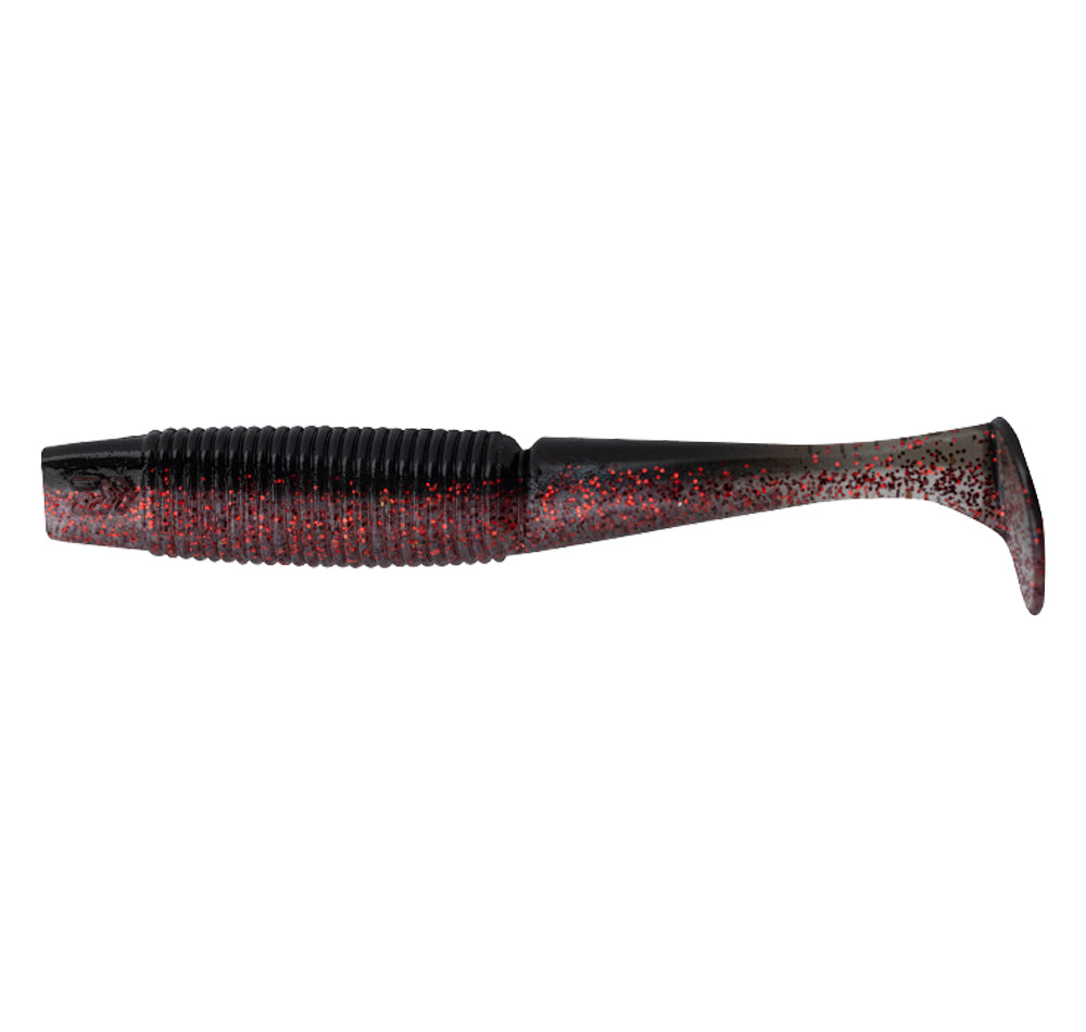 Daiwa Bait Junkie Minnow 2.5&quot; Soft Plastics Ghost Black Red Belly