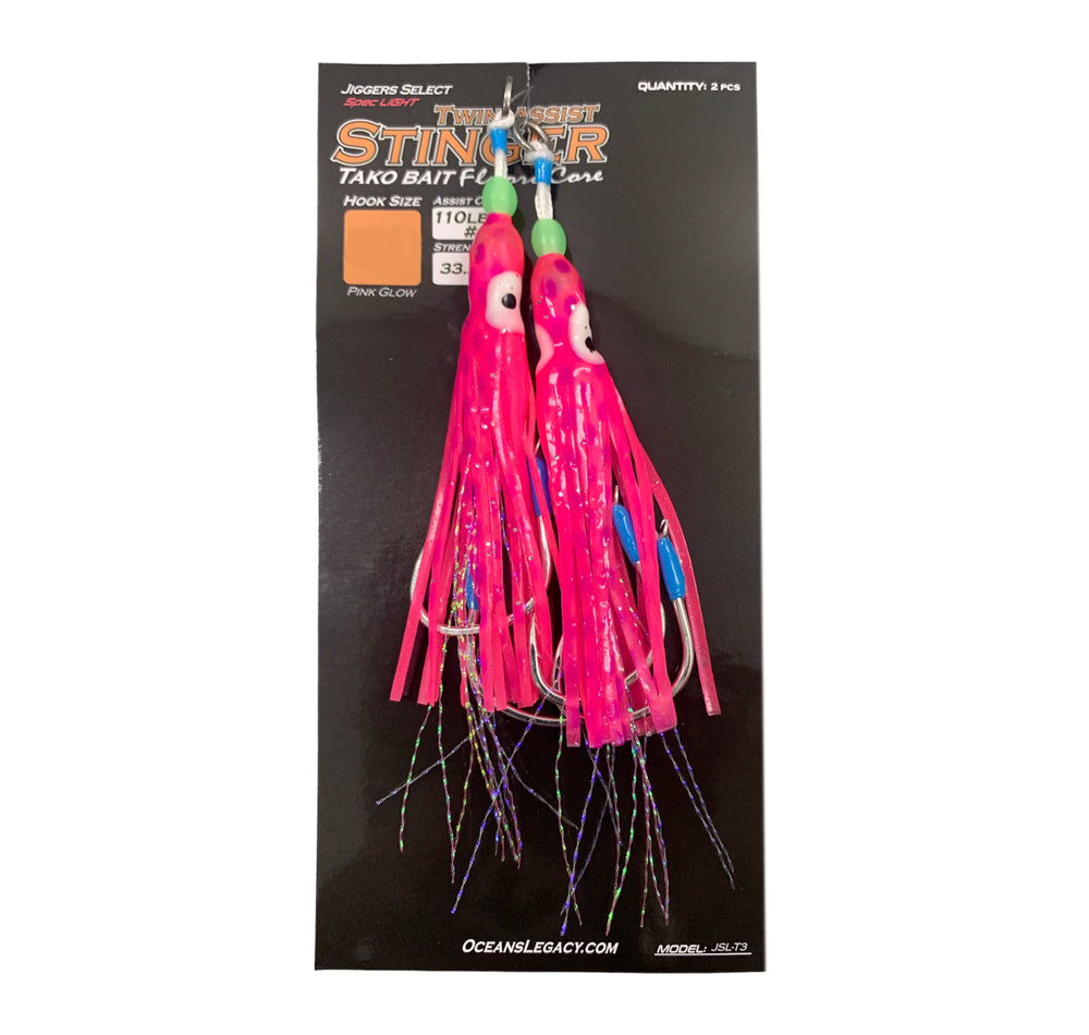 Oceans Legacy Tako Bait Twin Assist Hooks Pink Glow