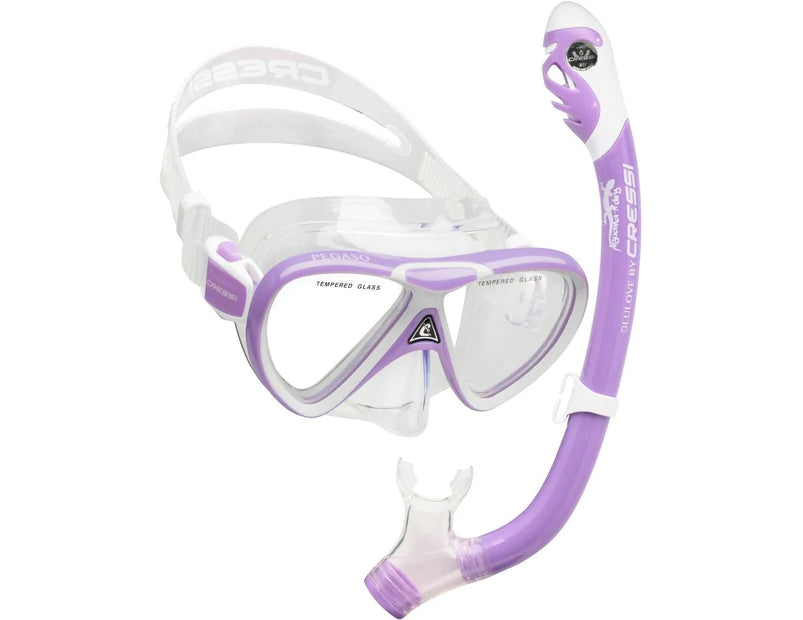 Cressi Pegaso &amp; Iguana Dry Jr Mask &amp; Snorkel Combo