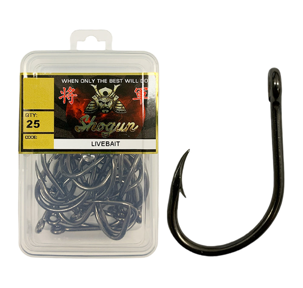 Shogun Black Live Bait Hooks Qty 25