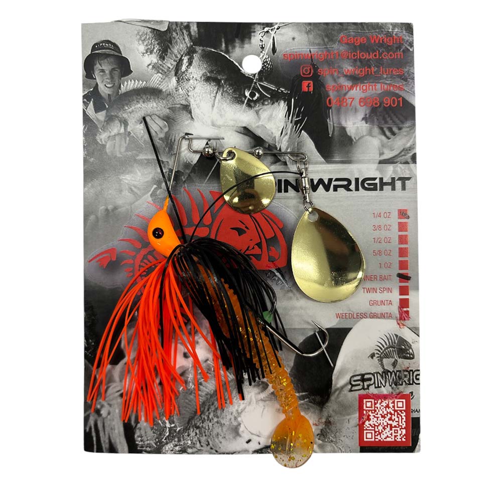 Spin Wright 1/4oz Spinnerbait Double Colorado with 2.5&quot; Paddle Tail