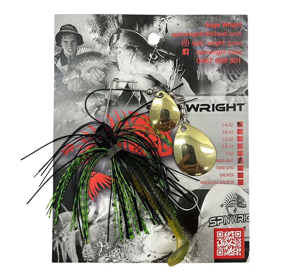 Spin Wright 1/4oz Spinnerbait Double Colorado with 2.5&quot; Paddle Tail