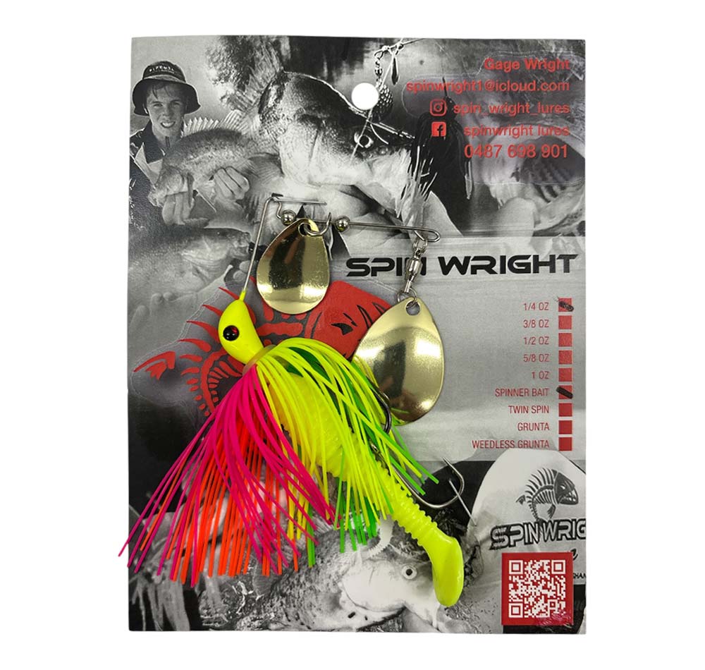 Spin Wright 1/4oz Spinnerbait Double Colorado with 2.5&quot; Paddle Tail