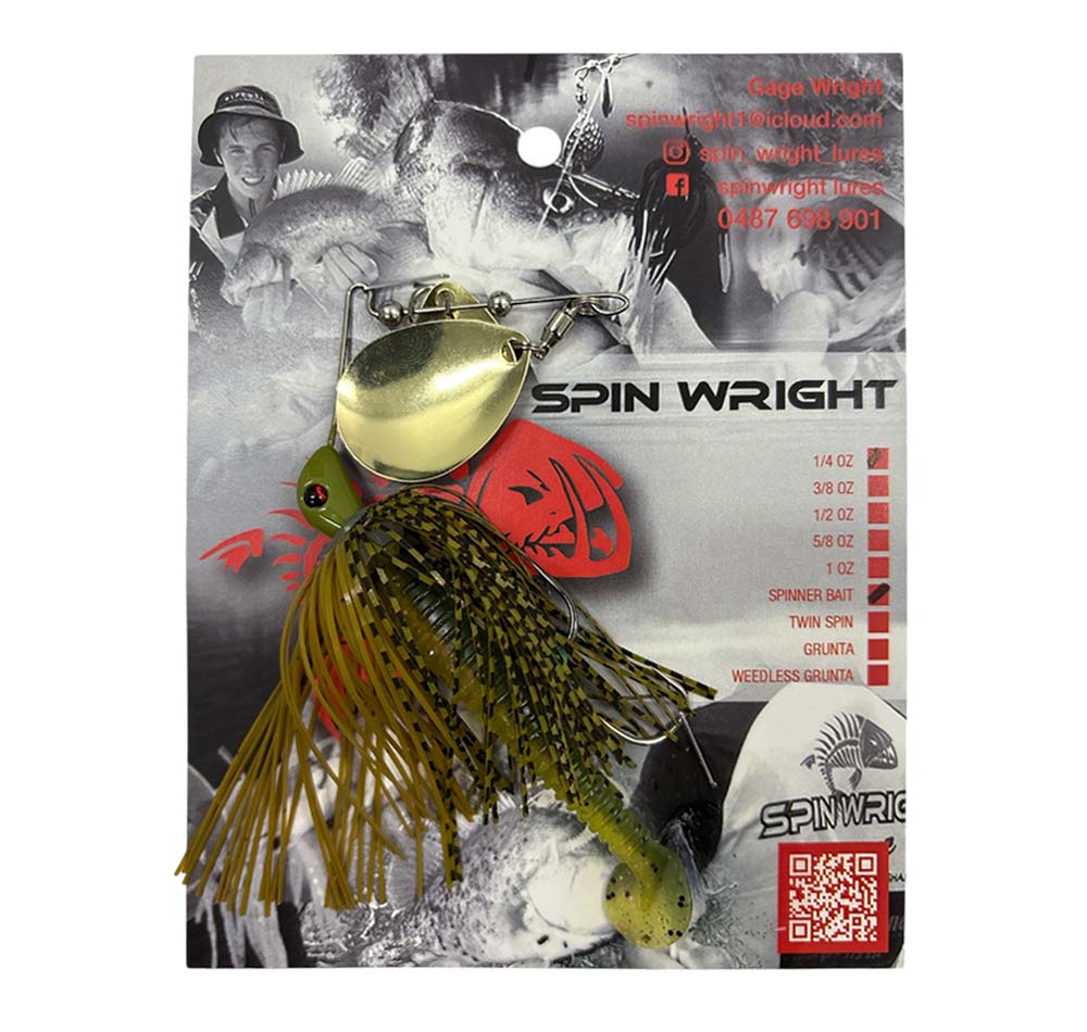 Spin Wright 1/4oz Spinnerbait Double Colorado with 2.5&quot; Paddle Tail