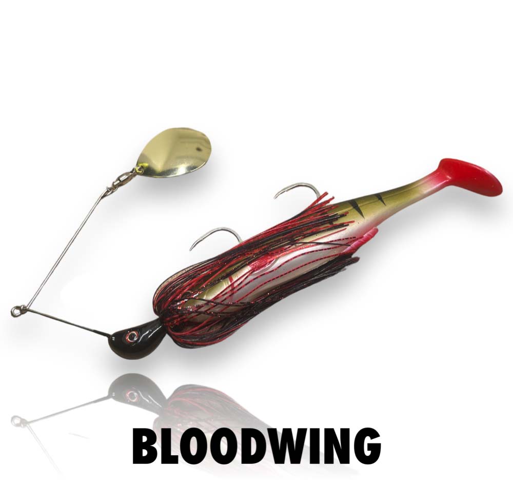 Spin Wright 1oz Beast Spinnerbait Irukandji 7" Bloodwing