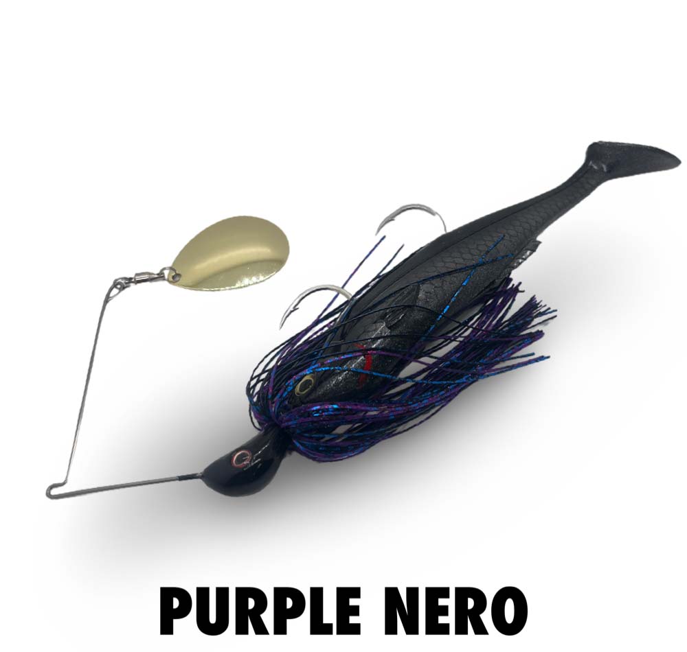 Spin Wright 1oz Beast Spinnerbait Irukandji 7&quot; Purple Nero