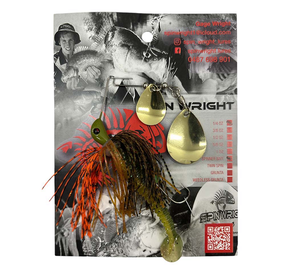 Spin Wright 3/8oz Spinnerbaits Double Colorado with 3&quot; Paddle Tail