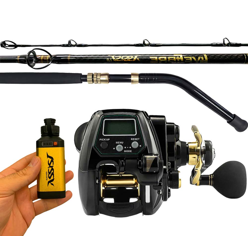 Wilson Live Fibre PE 3-8 Bent Butt Assist 5000 Reel With 10Ah Battery Kit