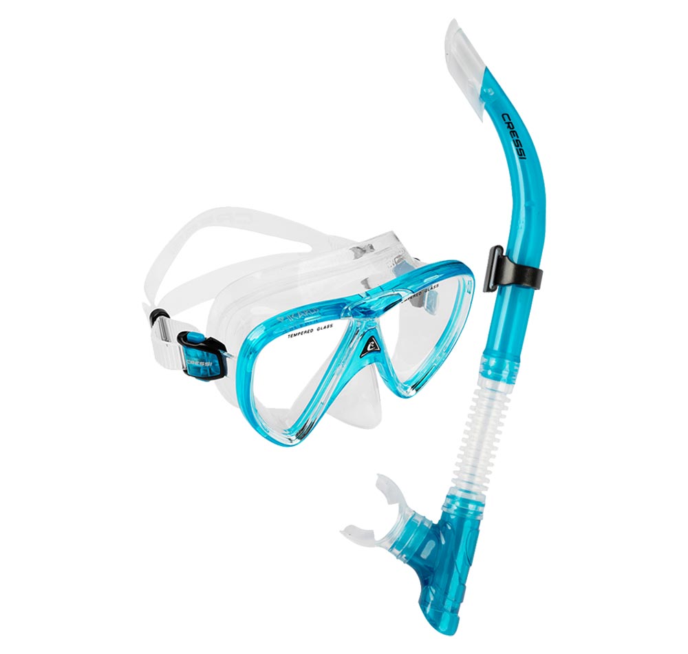 Cressi Ikarus + X-Hale Mask Snorkel Set Clear/Aquamarine