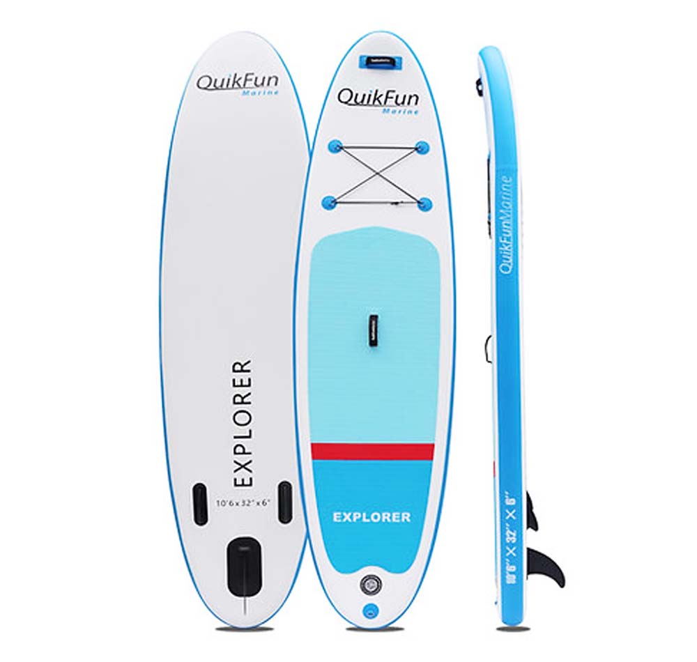 QuickFun Marine QuikSup Explorer 10&#39;6&quot; Inflatable SUP Paddle Board Colour Ocean Blue