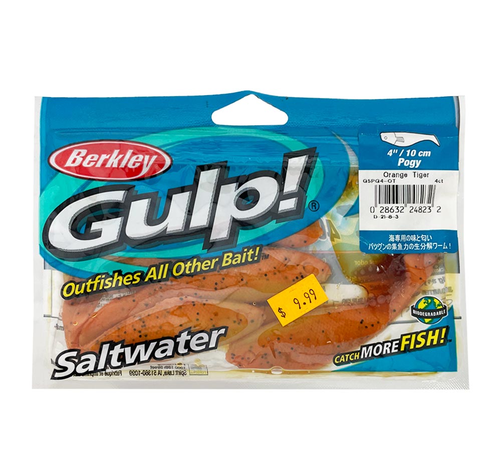 Berkley Gulp Pogy Soft Plastics Orange Tiger