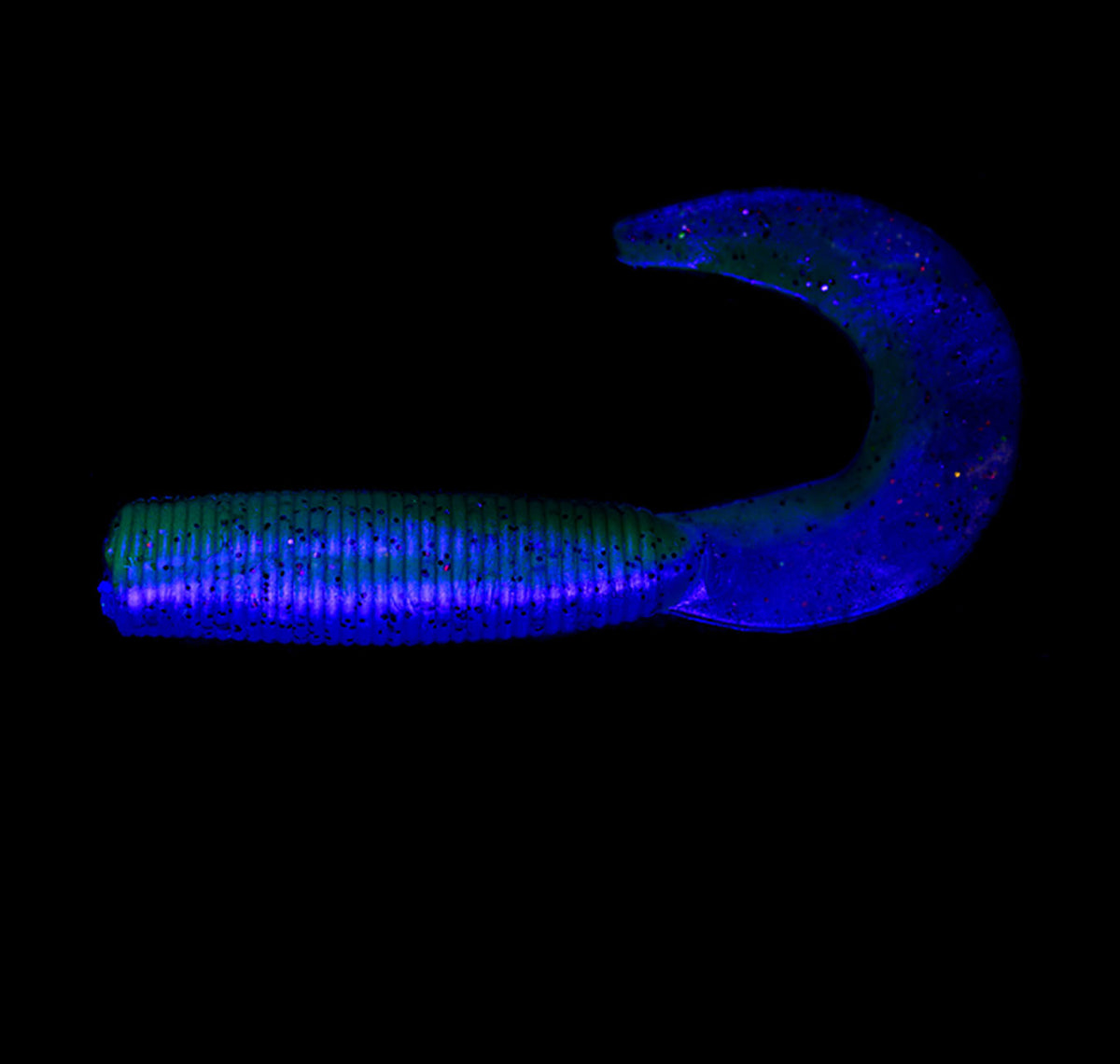 2.5&quot; Grub Pearl Gudgeon Under UV Light