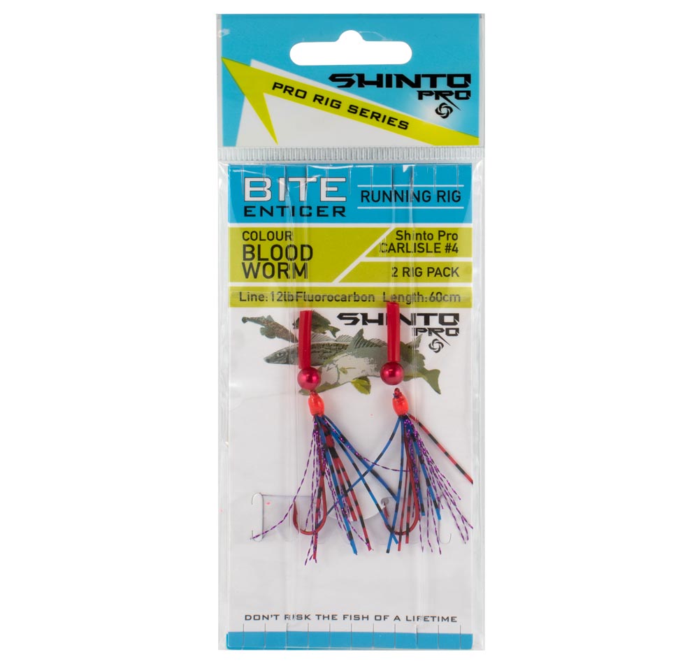 Shinto Pro Bite Enticer Running Carlisle Rig 2pk #4 Blood Worm