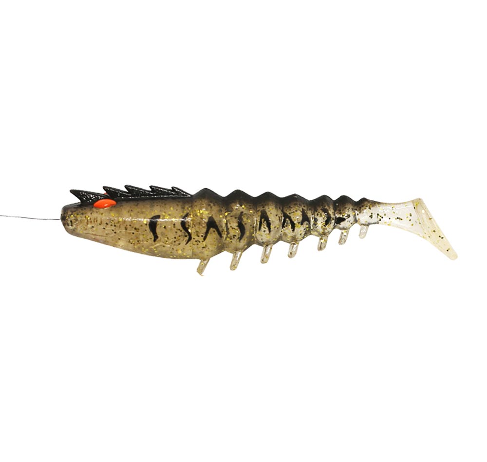 Squidgies Pro Range Prawn Paddle Tail Soft Plastics Colour Black Gold