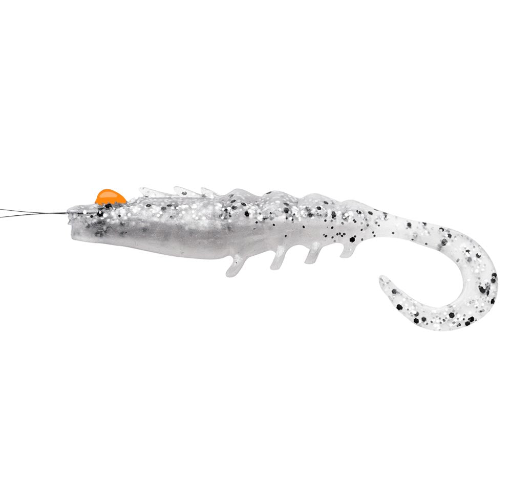 Squidgies Pro Range Prawn Wriggler Tail Soft Plastics Colour White Lightning